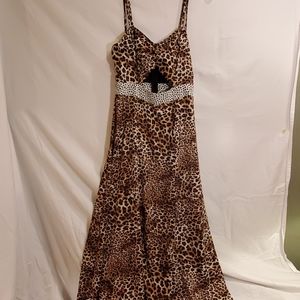 NWT mix animal print cut out midi dress w high slit